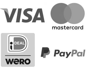 Betaalmogelijkheden: iDeal/Wero, Visa, Masterdard, Paypal