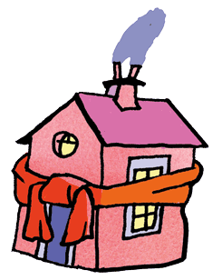 illustratie huis met sjaal - isoleren