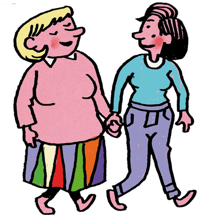 illustratie twee vrouwen hand in hand - LHBTI+
