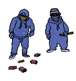 illustratie mensen met hoodies en zommebrillen