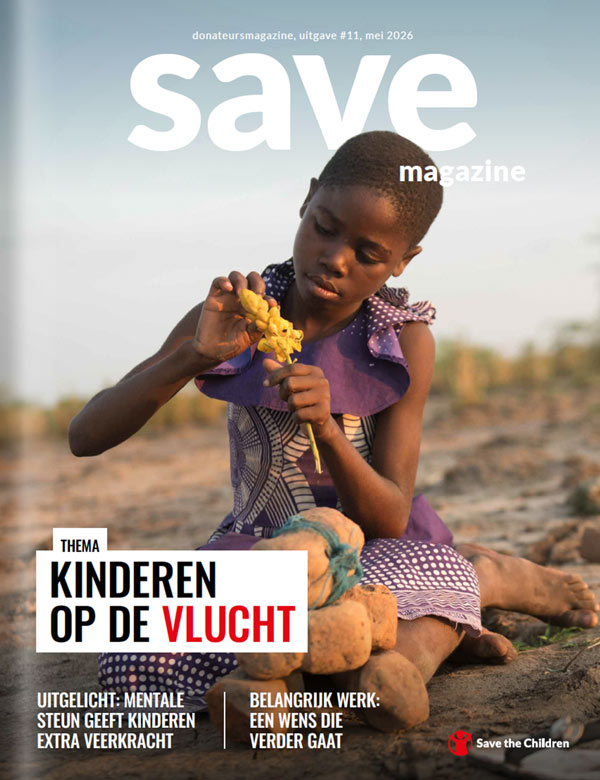 cover save magazine mei 2026: Thema Kinderen op de vlucht