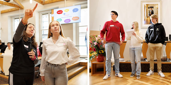 Jongeren tijdens presentatie plannen