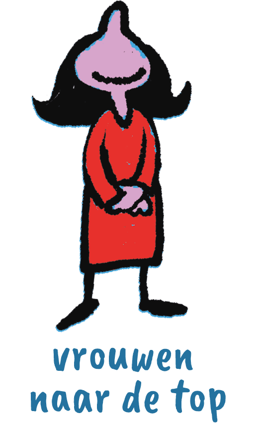 meisje kijkt omhoog naar vrouwen aan de top