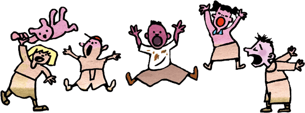 illustratie gratis kinderopvang - scheeuwende peuters