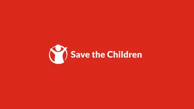 Rood vlak met logo Save the Children