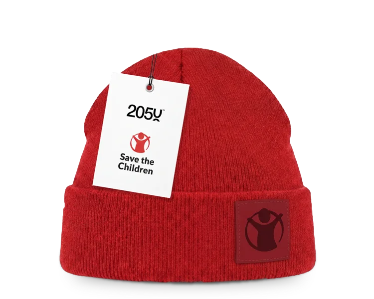 Rode muts, ontwerp 2050 voor Save the Children