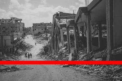De rode lijn over vernietiging Gaza De rode lijn over vernietiging Gaza