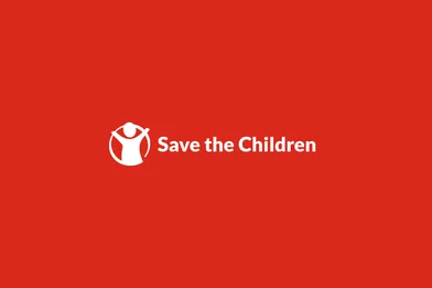 Rood vlak met logo Save the Children