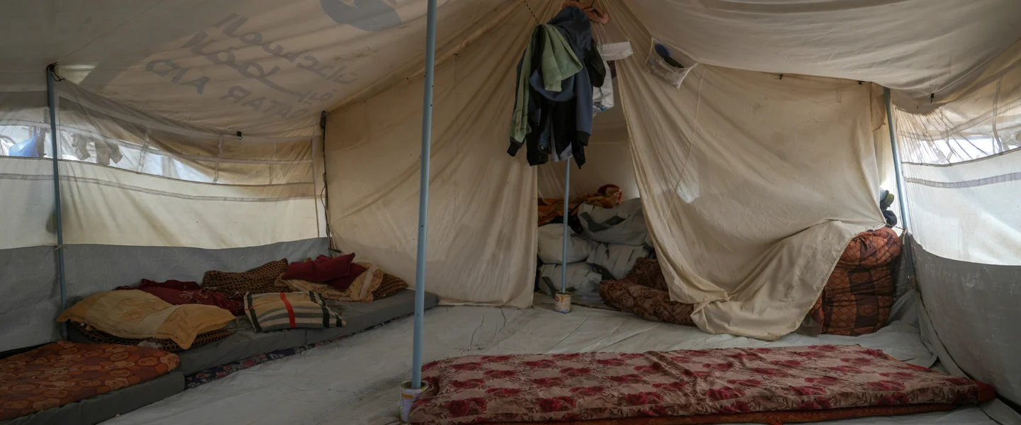 Tent noodopvang bezette Palestijnse gebieden