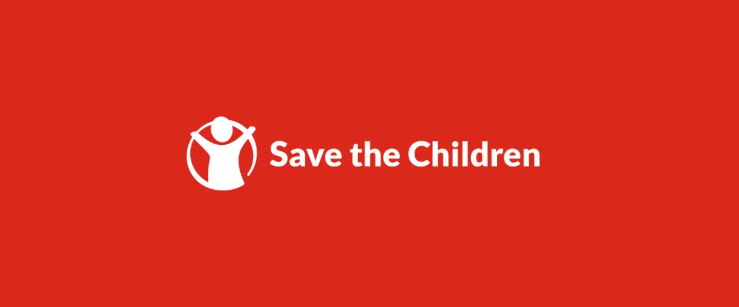 Rood vlak met logo Save the Children